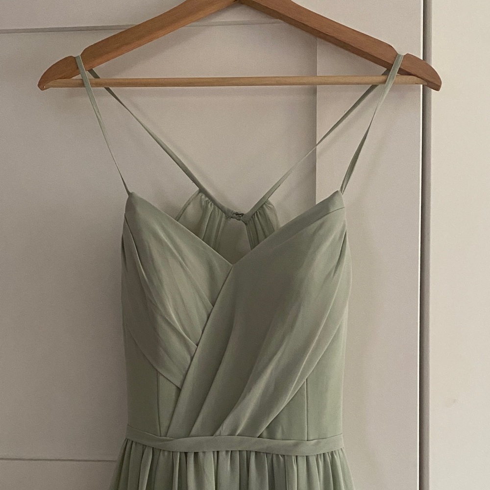 Azazie Light Green Spaghetti Strap Dress